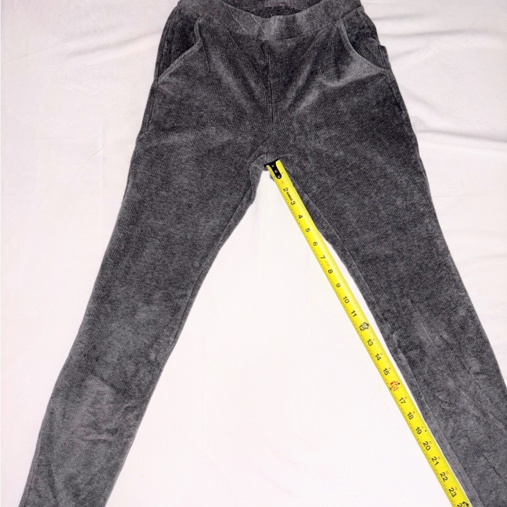 Lands' End Women’s XS Gray Sport Knit High Rise w/Pockets Corduroy Leggings